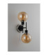 Plattsburgh Switched Wall Light 2 Light E14 IP44 15cm Round Glass Shade Satin Nickel Amber Plated & Satin Black-7
