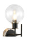 Plattsburgh Switched Wall Light 2 Light E14 IP44 15cm Round Glass Shade Satin Nickel Clear & Satin Black-5