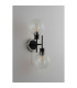 Plattsburgh Switched Wall Light 2 Light E14 IP44 15cm Round Glass Shade Satin Nickel Clear & Satin Black-7