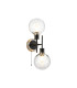 Plattsburgh Switched Wall Light 2 Light E14 IP44 15cm Round Crackled Glass Shade Satin Nickel Clear & Satin Black-1