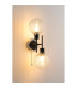Plattsburgh Switched Wall Light 2 Light E14 IP44 15cm Round Crackled Glass Shade Satin Nickel Clear & Satin Black-3
