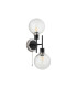 Plattsburgh Switched Wall Light 2 Light E14 IP44 15cm Round Crackled Glass Shade Satin Nickel Clear & Satin Black-4