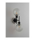 Plattsburgh Switched Wall Light 2 Light E14 IP44 15cm Round Crackled Glass Shade Satin Nickel Clear & Satin Black-7