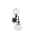 Plattsburgh Switched Wall Light Twin E14 IP44 15cm Round Textured Crumple Glass Shade Satin Nickel Clear & Satin Black-4