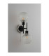 Plattsburgh Switched Wall Light Twin E14 IP44 15cm Round Textured Crumple Glass Shade Satin Nickel Clear & Satin Black-7