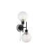 Plattsburgh Switched Wall Light 2x E14 IP44 15cm Textured Diamond Pattern Glass Shade Satin Nickel Clear & Satin Black-4