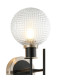 Plattsburgh Switched Wall Light 2x E14 IP44 15cm Textured Diamond Pattern Glass Shade Satin Nickel Clear & Satin Black-5