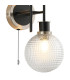 Plattsburgh Switched Wall Light 2x E14 IP44 15cm Textured Diamond Pattern Glass Shade Satin Nickel Clear & Satin Black-6