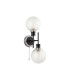 Plattsburgh Switched Wall Light 2 Light E14 IP44 15cm Round Dimpled Glass Shade Satin Nickel Clear & Satin Black-4