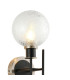Plattsburgh Switched Wall Light 2 Light E14 IP44 15cm Round Dimpled Glass Shade Satin Nickel Clear & Satin Black-5