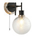 Plattsburgh Switched Wall Light 2 Light E14 IP44 15cm Round Dimpled Glass Shade Satin Nickel Clear & Satin Black-6