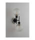 Plattsburgh Switched Wall Light 2 Light E14 IP44 15cm Round Dimpled Glass Shade Satin Nickel Clear & Satin Black-7
