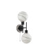 Plattsburgh Switched Wall Light Twin E14 IP44 15cm Round White & Grey Marble Effect Glass Shade Satin Nickel & Satin Black-4