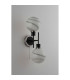 Plattsburgh Switched Wall Light Twin E14 IP44 15cm Round White & Grey Marble Effect Glass Shade Satin Nickel & Satin Black-7