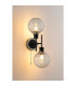 Plattsburgh Switched Wall Light Twin E14 IP44 15cm Round Textured Melting Glass Shade Satin Nickel Clear & Satin Black-3