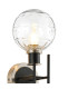 Plattsburgh Switched Wall Light Twin E14 IP44 15cm Round Textured Melting Glass Shade Satin Nickel Clear & Satin Black-5