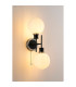 Plattsburgh Switched Wall Light 2 Light E14 IP44 15cm Round Glass Shade Satin Nickel Opal & Satin Black-3