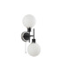 Plattsburgh Switched Wall Light 2 Light E14 IP44 15cm Round Glass Shade Satin Nickel Opal & Satin Black-4