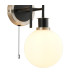 Plattsburgh Switched Wall Light 2 Light E14 IP44 15cm Round Glass Shade Satin Nickel Opal & Satin Black-6