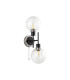 Plattsburgh Switched Wall Light 2 Light E14 IP44 15cm Round Ribbed Glass Shade Satin Nickel Clear & Satin Black-4
