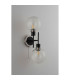 Plattsburgh Switched Wall Light 2 Light E14 IP44 15cm Round Ribbed Glass Shade Satin Nickel Clear & Satin Black-7