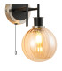 Plattsburgh Switched Wall Light 2 Light E14 IP44 15cm Round Segment Glass Shade Satin Nickel Amber Plated & Satin Black-6