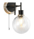 Plattsburgh Switched Wall Light 2 Light E14 IP44 15cm Round Segment Glass Shade Satin Nickel Clear & Satin Black-6
