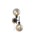 Plattsburgh Switched Wall Light 2 Light E14 IP44 15cm Round Glass Shade Satin Nickel Smoke Plated & Satin Black-1