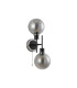 Plattsburgh Switched Wall Light 2 Light E14 IP44 15cm Round Glass Shade Satin Nickel Smoke Plated & Satin Black-4