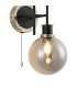 Plattsburgh Switched Wall Light 2 Light E14 IP44 15cm Round Glass Shade Satin Nickel Smoke Plated & Satin Black-6
