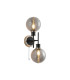 Plattsburgh Switched Wall Light 2x E14 IP44 15cm Round Textured Smooth/Ribbed Shade Satin Nickel Smoke Plated/Satin Black-1