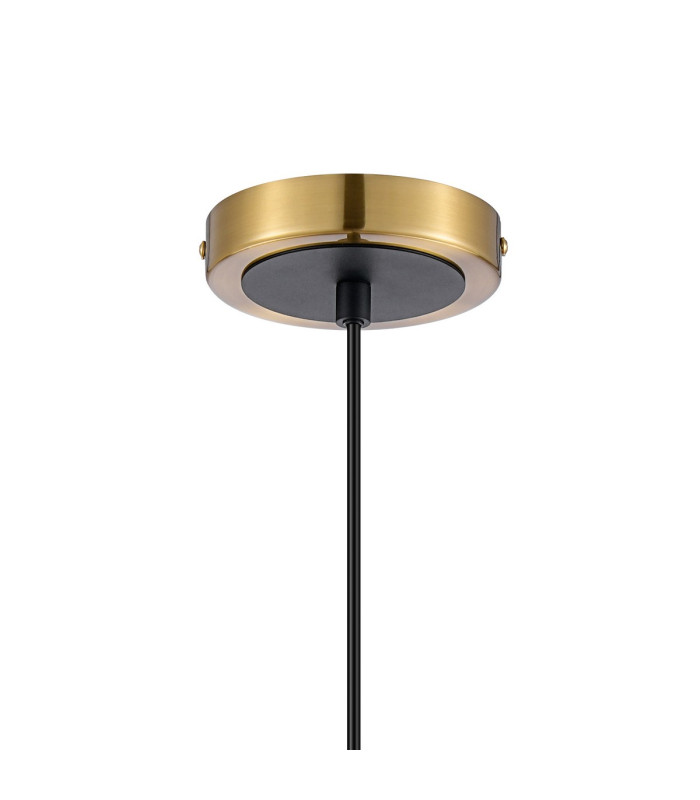 Plattsburgh 1.3m Pendant 1 Light E14 IP44 15cm Round Glass Shade Brass Amber Plated & Satin Black-6