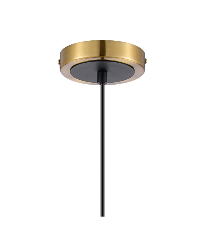 Plattsburgh 1.3m Pendant 1 Light E14 IP44 15cm Round Glass Shade Brass Clear & Satin Black-6
