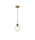 Plattsburgh 1.3m Pendant 1 Light E14 IP44 15cm Round Crackled Glass Shade Brass Clear & Satin Black-4
