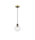 Plattsburgh 1.3m Pendant 1 Light E14 IP44 15cm Round Crackled Glass Shade Brass Clear & Satin Black-5