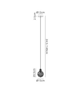 Plattsburgh 1.3m Pendant 1 Light E14 IP44 15cm Round Textured Crumple Glass Shade Brass Clear & Satin Black-2