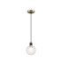 Plattsburgh 1.3m Pendant 1 Light E14 IP44 15cm Round Textured Crumple Glass Shade Brass Clear & Satin Black-4