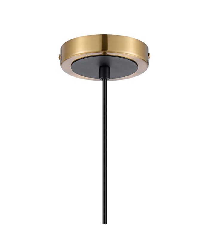 Plattsburgh 1.3m Pendant 1 Light E14 IP44 15cm Round Textured Crumple Glass Shade Brass Clear & Satin Black-6