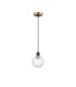 Plattsburgh 1.3m Pendant 1 Light E14 IP44 15cm Round Textured Diamond Pattern Glass Shade Brass Clear & Satin Black-5