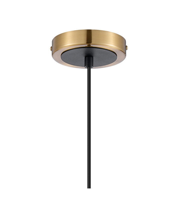 Plattsburgh 1.3m Pendant 1 Light E14 IP44 15cm Round Textured Diamond Pattern Glass Shade Brass Clear & Satin Black-6