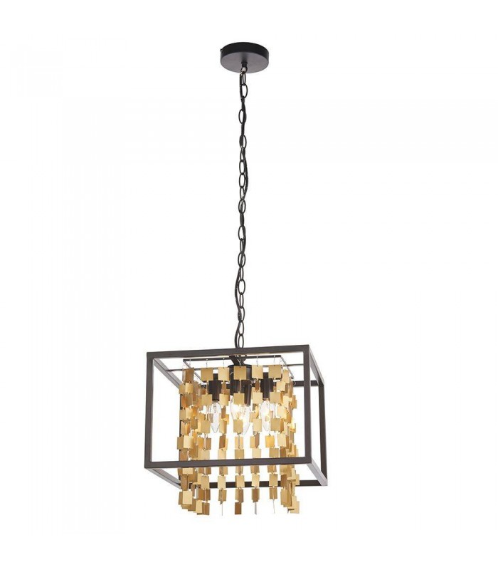 4 Light Ceiling Pendant Matt Black & Matt Gold, E14 - 1