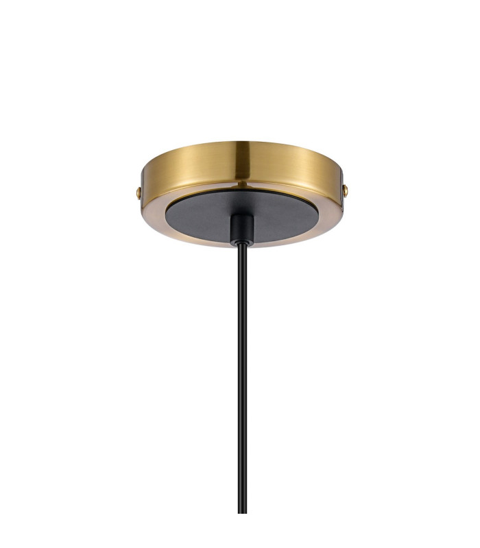 Plattsburgh 1.3m Pendant 1 Light E14 IP44 15cm Round Dimpled Glass Shade Brass Clear & Satin Black-6