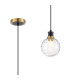 Plattsburgh 1.3m Pendant 1 Light E14 IP44 15cm Round Textured Melting Glass Shade Brass Clear & Satin Black-1
