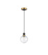 Plattsburgh 1.3m Pendant 1 Light E14 IP44 15cm Round Textured Melting Glass Shade Brass Clear & Satin Black-5
