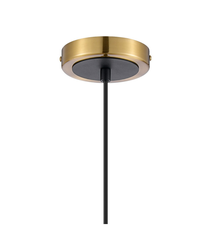 Plattsburgh 1.3m Pendant 1 Light E14 IP44 15cm Round Textured Melting Glass Shade Brass Clear & Satin Black-6