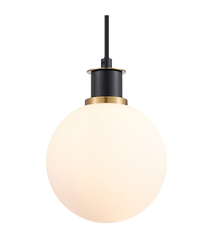 Plattsburgh 1.3m Pendant 1 Light E14 IP44 15cm Round Glass Shade Brass Opal & Satin Black-7