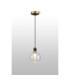 Plattsburgh 1.3m Pendant 1 Light E14 IP44 15cm Round Ribbed Glass Shade Brass Clear & Satin Black-3