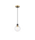 Plattsburgh 1.3m Pendant 1 Light E14 IP44 15cm Round Ribbed Glass Shade Brass Clear & Satin Black-4