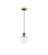 Plattsburgh 1.3m Pendant 1 Light E14 IP44 15cm Round Ribbed Glass Shade Brass Clear & Satin Black-5