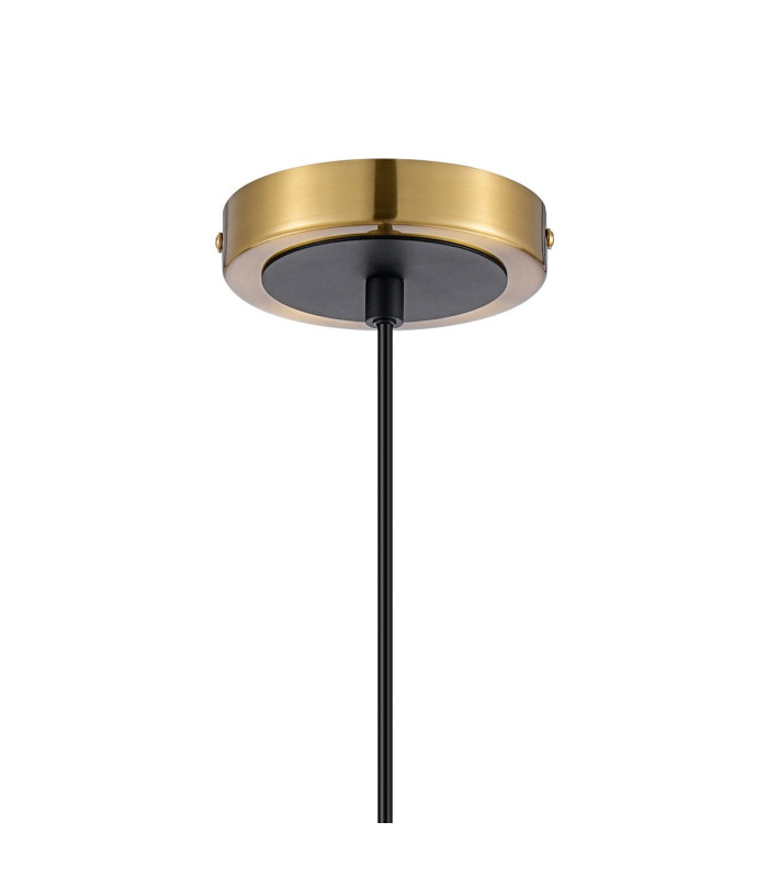 Plattsburgh 1.3m Pendant 1 Light E14 IP44 15cm Round Ribbed Glass Shade Brass Clear & Satin Black-6